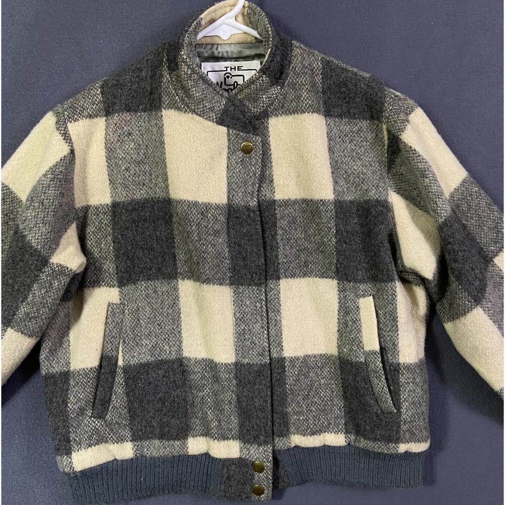 Woolrich Size M Wool Buffalo Plaid Full Zip Bomber Jacket Womens Stand Up Collar - Picture 2 of 8